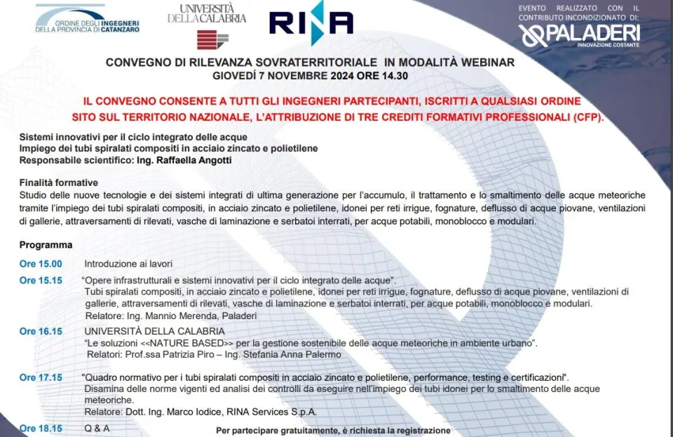 Locandina del convegno di Catanzaro, 7 novembre 2024