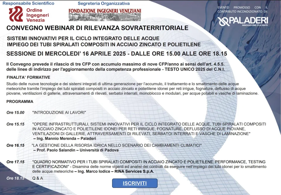 Locandina del convegno di Venezia, 16 aprile 2025