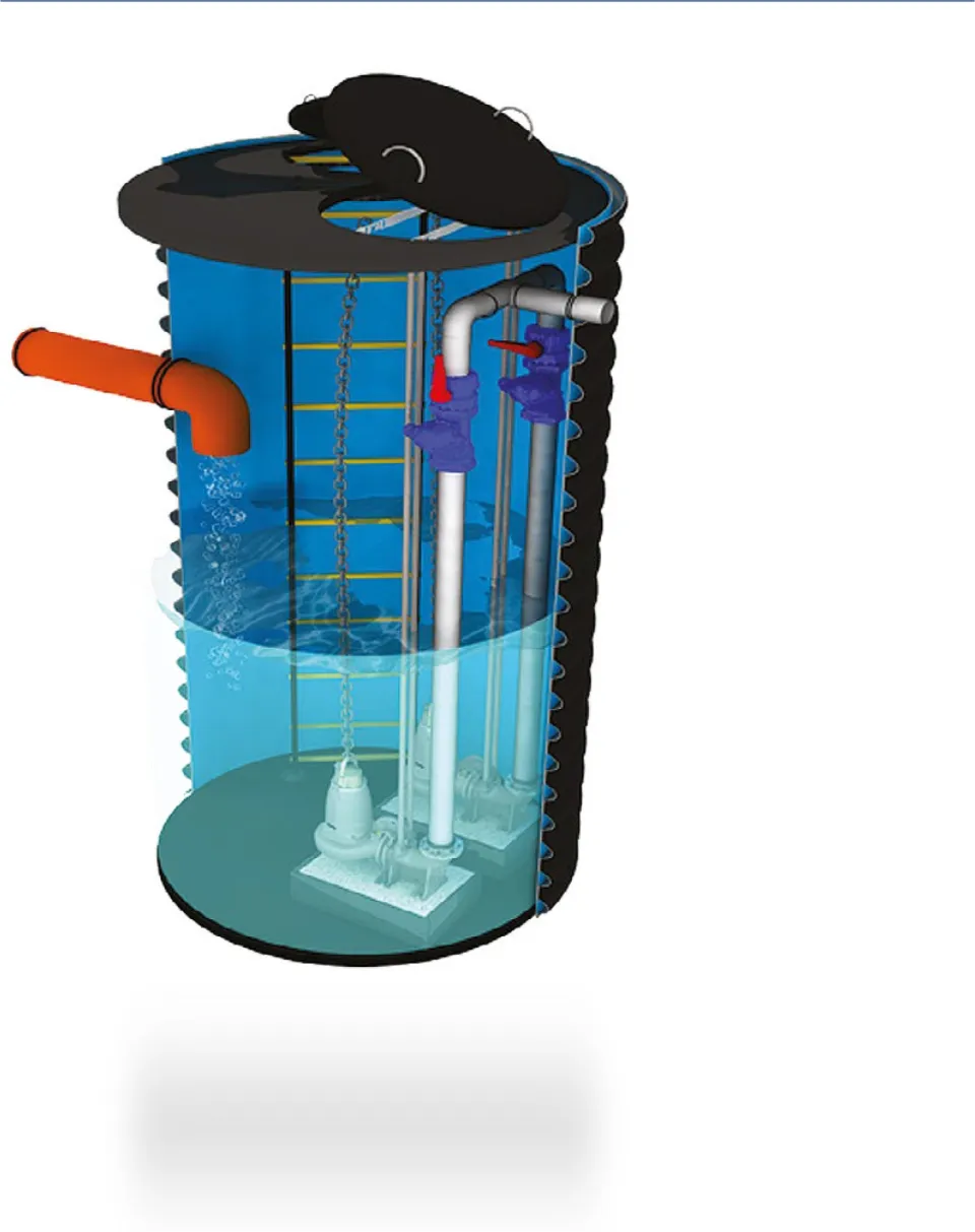 PALAPUMP-Pumpstation: Innenansicht mit Pumpen und Rohrleitungen