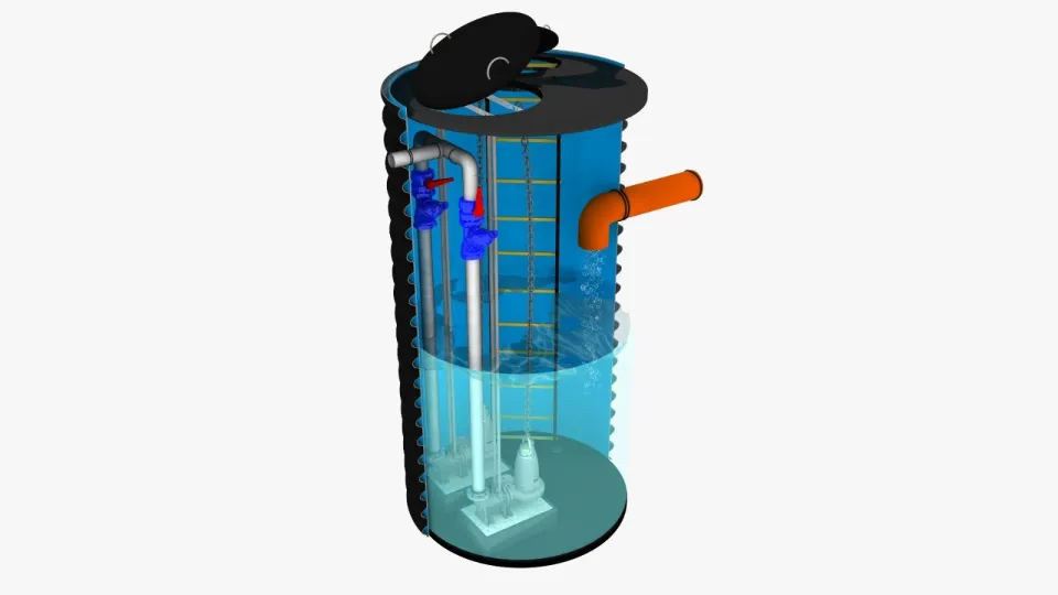 PALAPUMP-Pumpstation mit Führungsschienen zum Ziehen der Pumpen